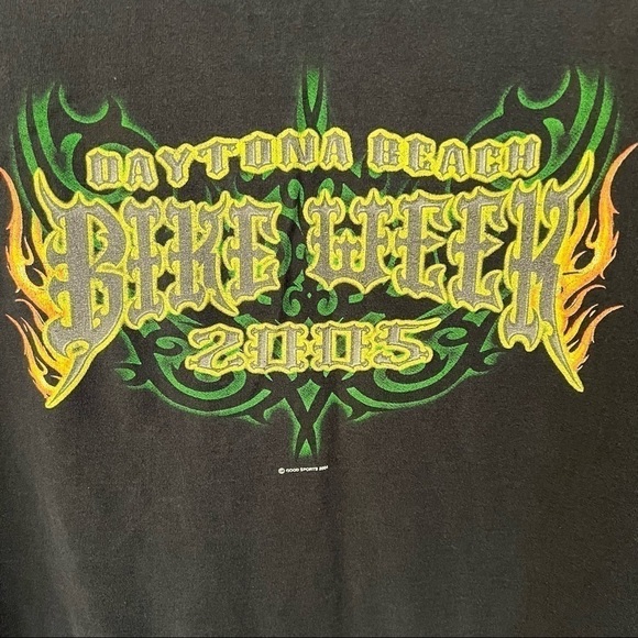 Vintage Daytona Beach Bike Week 2005 Black T Shirt, XL, Skulls Fire Tribal Marks - Picture 7 of 9